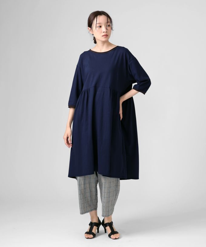 【SALE】ロザリーチュニ　ドライタッチの天竺コットン切り替えチュニック