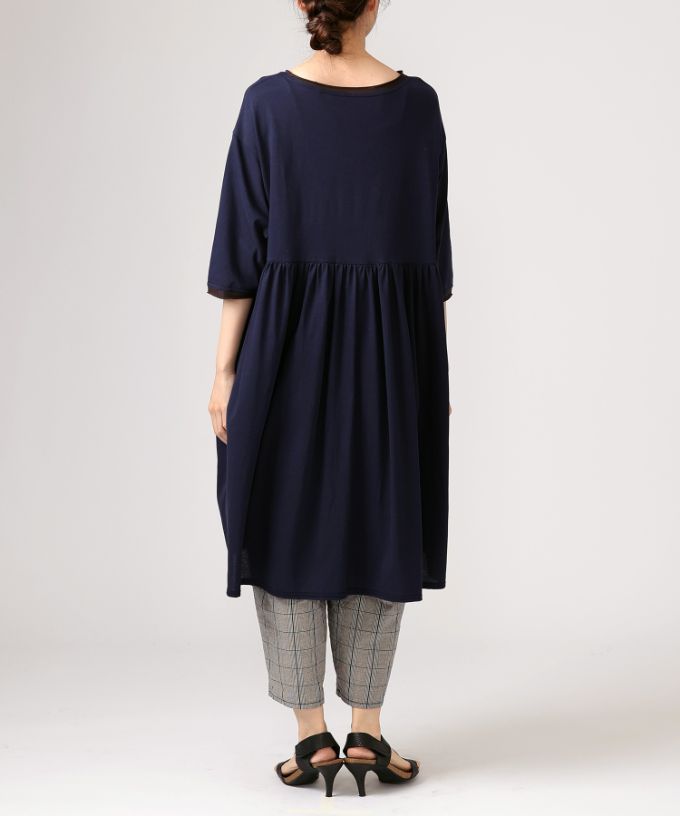 【SALE】ロザリーチュニ　ドライタッチの天竺コットン切り替えチュニック