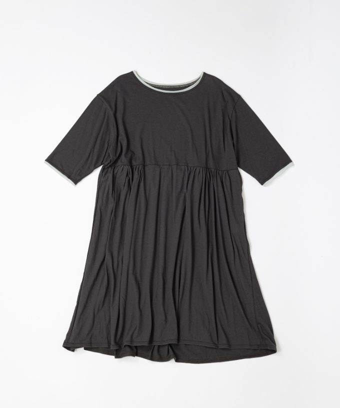 【SALE】ロザリーチュニ　ドライタッチの天竺コットン切り替えチュニック