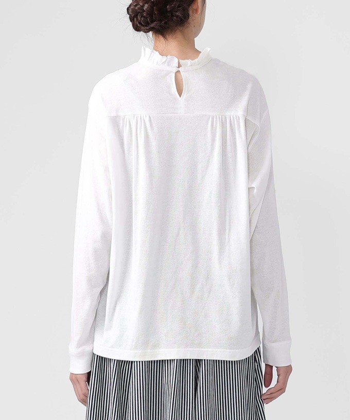 エアロトップ　コットンフリルネックトップ