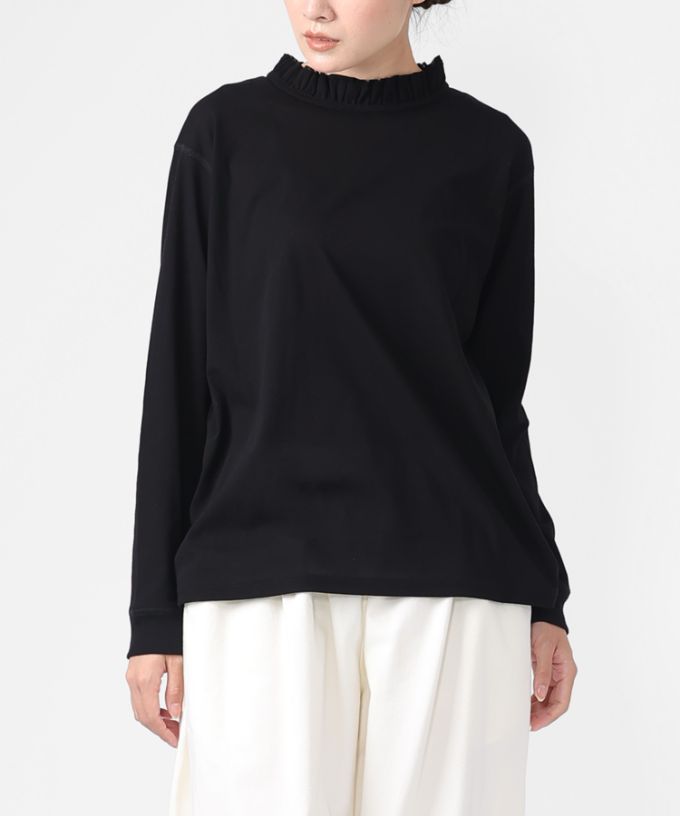 エアロトップ　コットンフリルネックトップ