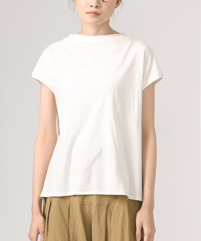 シルビトップ　強撚綿のフレンチスリーブトップ