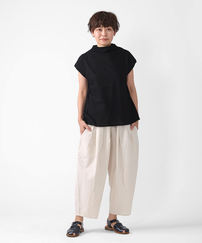 【SALE】シルビトップ　強撚綿のフレンチスリーブトップ