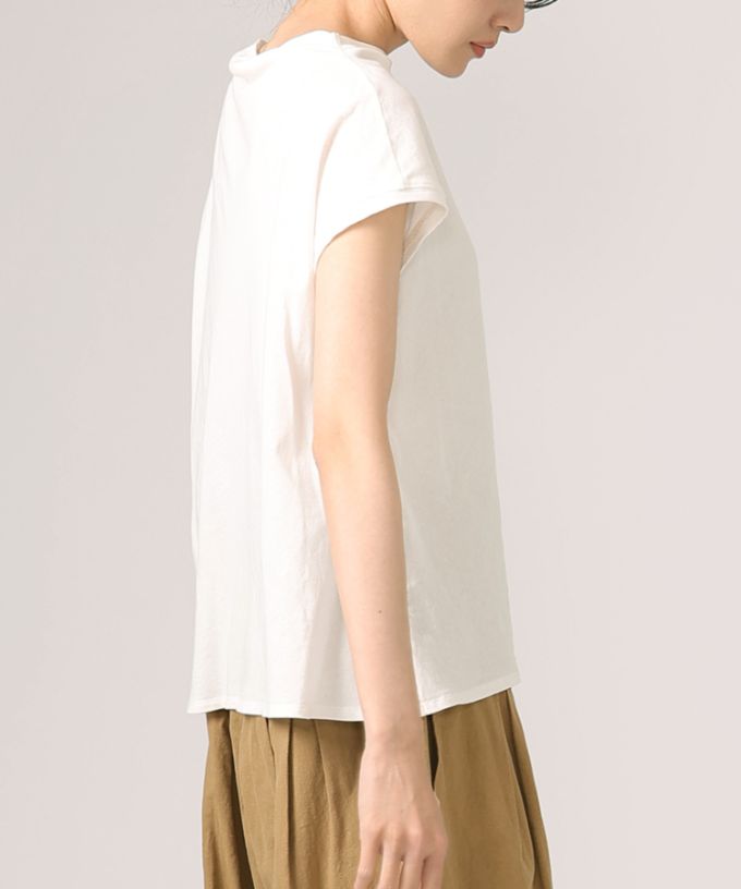 シルビトップ　強撚綿のフレンチスリーブトップ