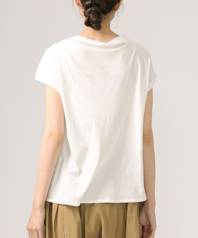 シルビトップ　強撚綿のフレンチスリーブトップ