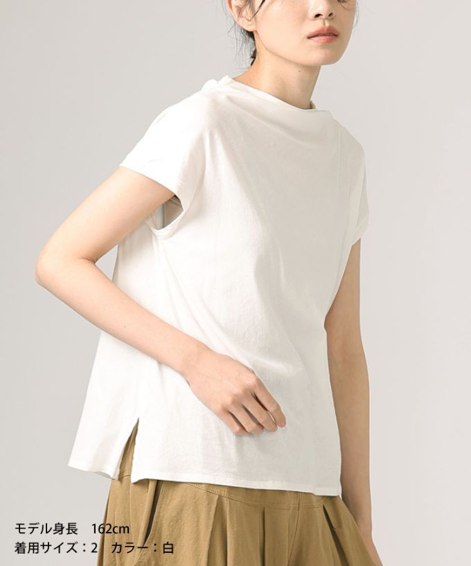 シルビトップ　強撚綿のフレンチスリーブトップ