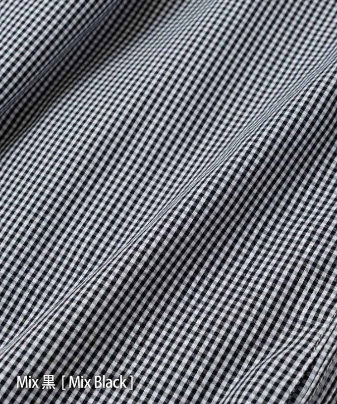 シェリー・F　ギンガムチェックの立ち襟ギャザーブラウス　