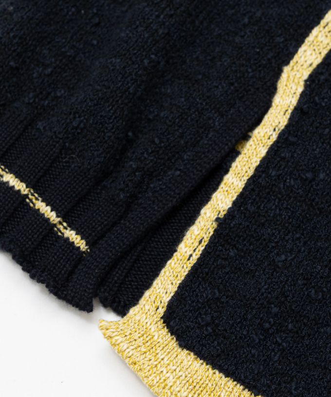 ピテトップ　コットンスラブの配色ニットトップス