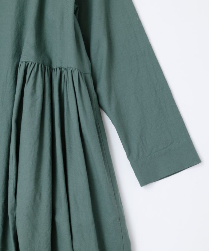 ルリワンピース 丸襟とギャザーの綿ウールビエラドレス/ITEM,DRESS  