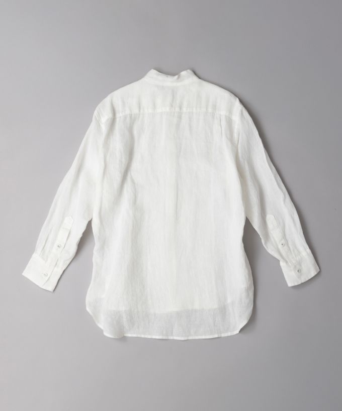 エド［haddow］リネンピンタックバンドカラーシャツ