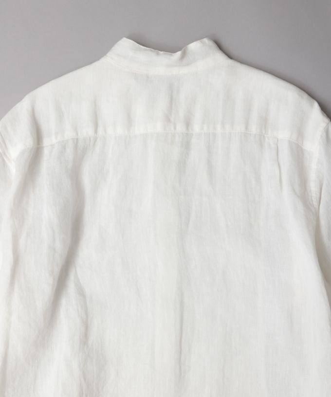 エド［haddow］リネンピンタックバンドカラーシャツ