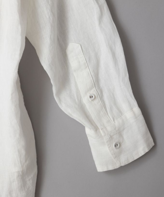 エド［haddow］リネンピンタックバンドカラーシャツ