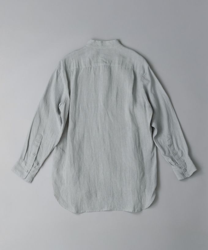 エド［haddow］リネンピンタックバンドカラーシャツ