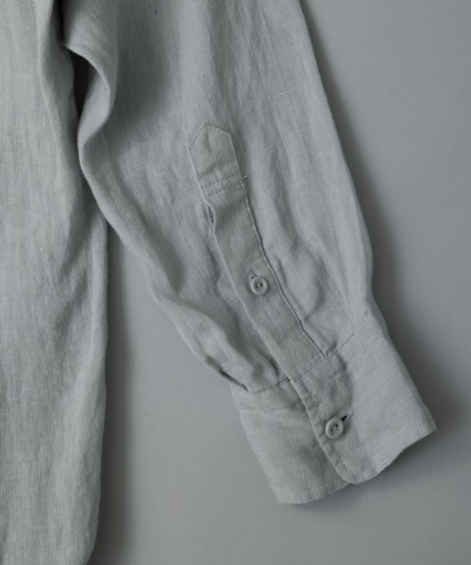 エド［haddow］リネンピンタックバンドカラーシャツ