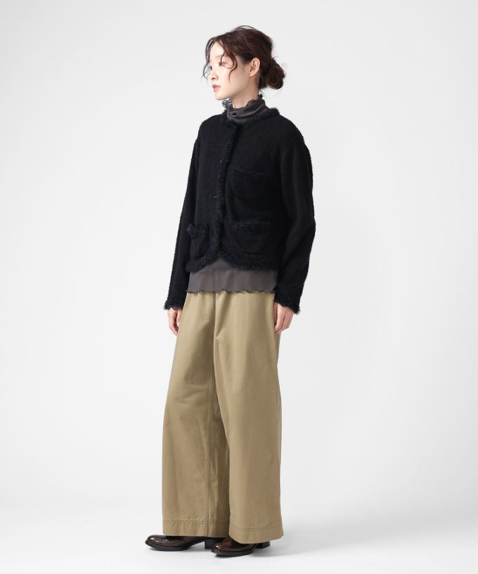 マリアンジャケット　コットンループヤーンのクラシカルニットジャケット