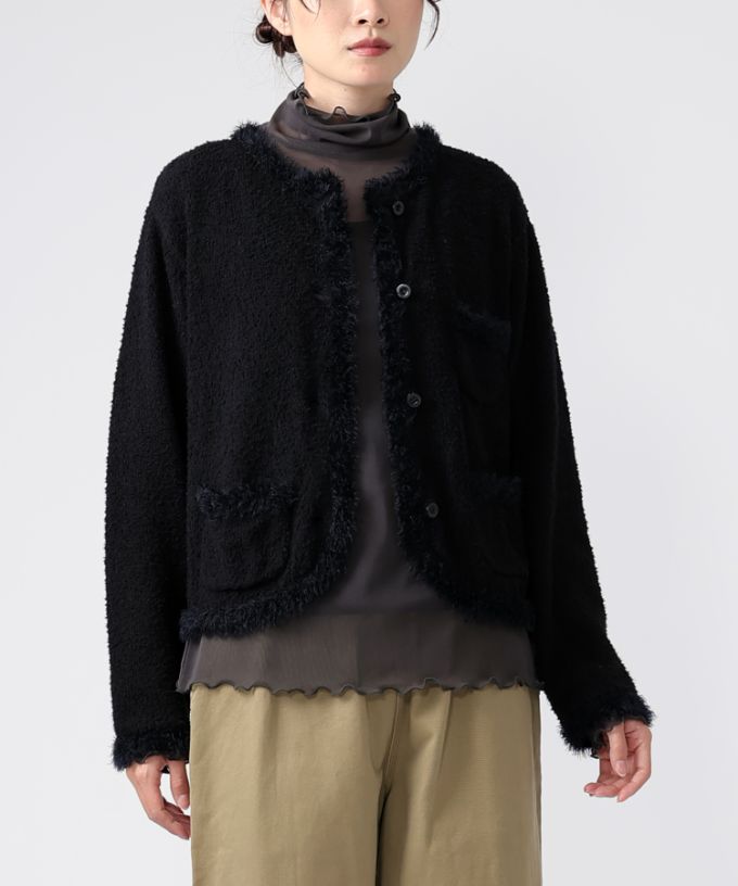 マリアンジャケット　コットンループヤーンのクラシカルニットジャケット