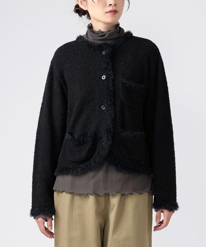 マリアンジャケット　コットンループヤーンのクラシカルニットジャケット