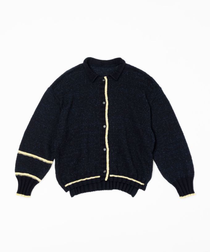 カントカーデ　コットンスラブの配色カーディガン