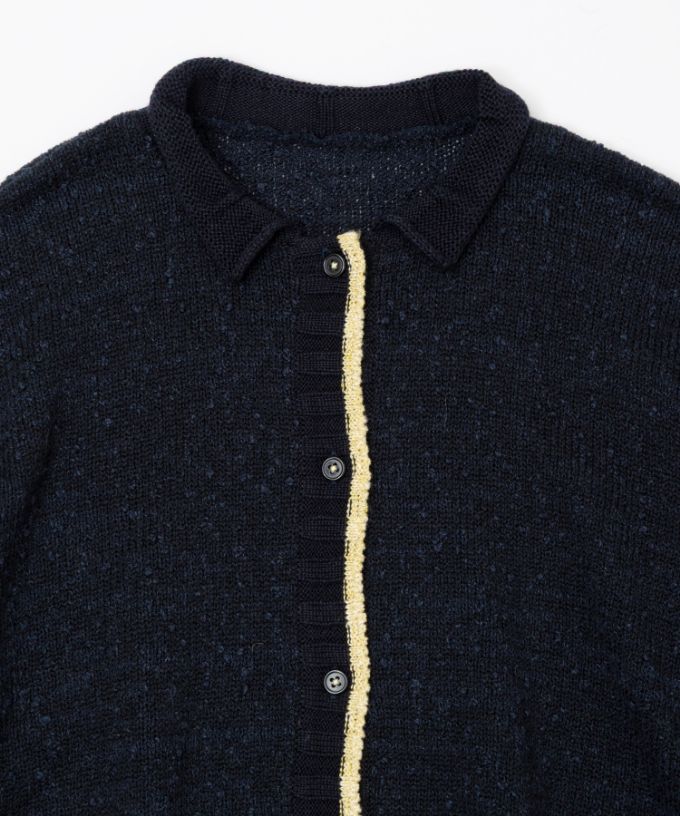 カントカーデ　コットンスラブの配色カーディガン