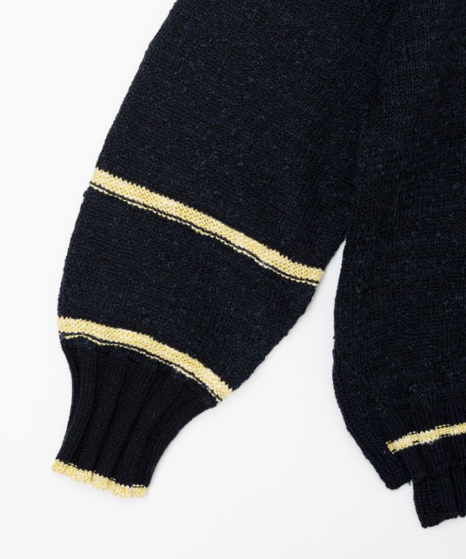 カントカーデ　コットンスラブの配色カーディガン