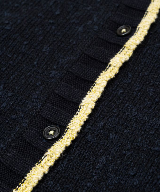 カントカーデ　コットンスラブの配色カーディガン