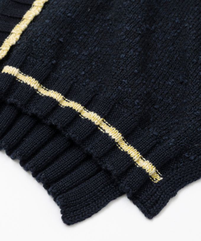 カントカーデ　コットンスラブの配色カーディガン