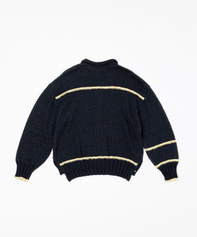 カントカーデ　コットンスラブの配色カーディガン