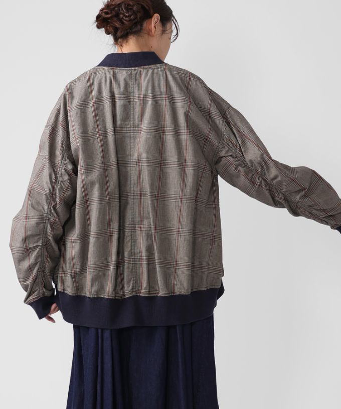 シンディジャケット・B　チェック柄ジップアップブルゾン