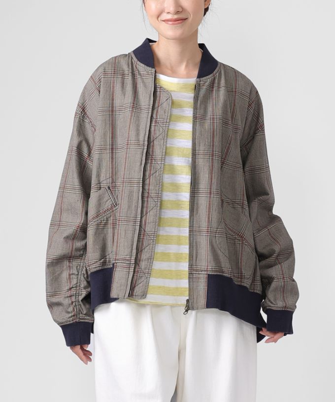 シンディジャケット・B　チェック柄ジップアップブルゾン