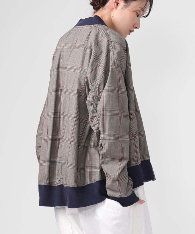 シンディジャケット・B　チェック柄ジップアップブルゾン