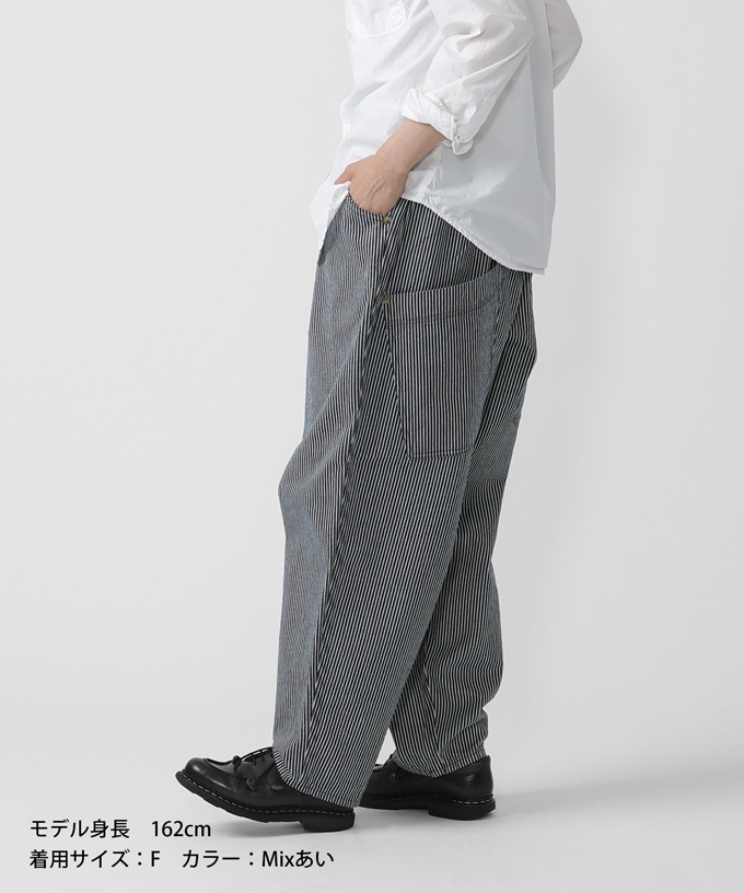 マオパンツロングヒッコリー ロング丈の後ろビッグポケットパンツ/ITEM