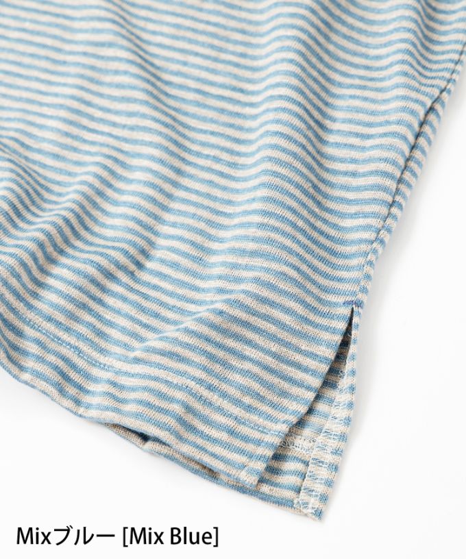 クルトップD　細ボーダーのナチュラルオーバーサイズトップ