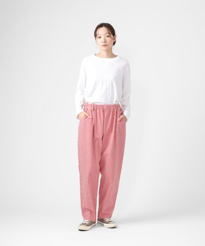 マオパンツロング 赤ヒッコリー 後ろビッグポケットパンツ/ITEM,PANTS