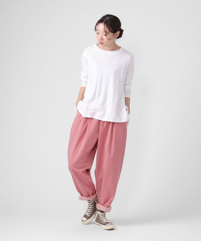 マオパンツロング 赤ヒッコリー 後ろビッグポケットパンツ/ITEM,PANTS