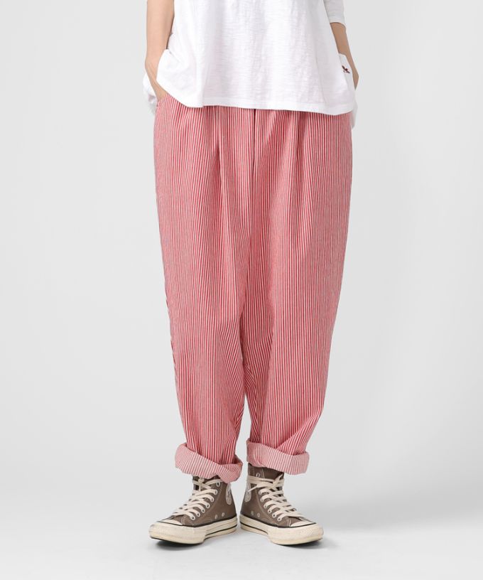 マオパンツロング　赤ヒッコリー　後ろビッグポケットパンツ