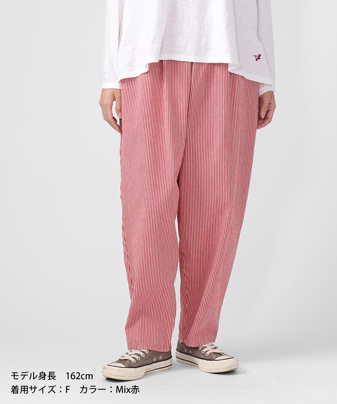 マオパンツロング 赤ヒッコリー 後ろビッグポケットパンツ/ITEM,PANTS