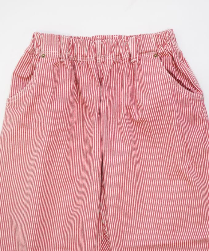 マオパンツロング　赤ヒッコリー　後ろビッグポケットパンツ