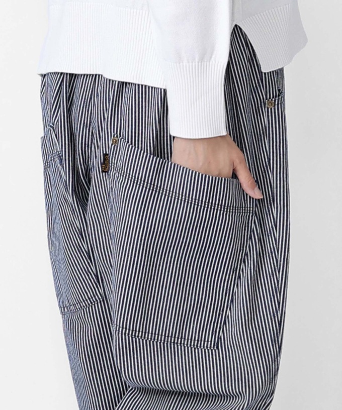 BASCO nest バスコ マオパンツロングヒッコリー ビッグポケットパンツ マオパンツヒッコリー 後ろビッグポケットパンツ ヒッコリーストライプ