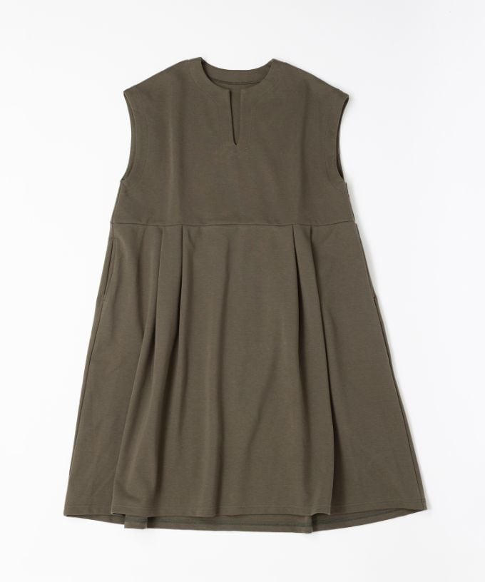 SALE】ジネット ストレッチポンチ素材の切り替えタックチュニック/ITEM