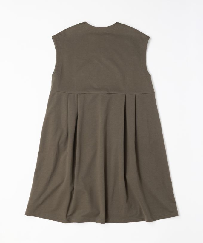 ジネット　ストレッチポンチ素材の切り替えタックチュニック