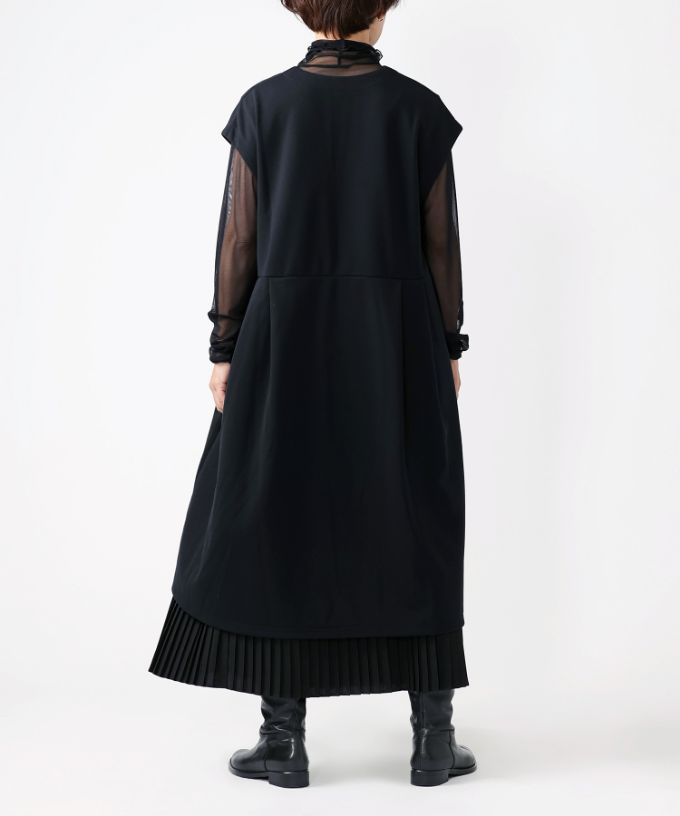 SALE】ジネット ストレッチポンチ素材の切り替えタックチュニック/ITEM