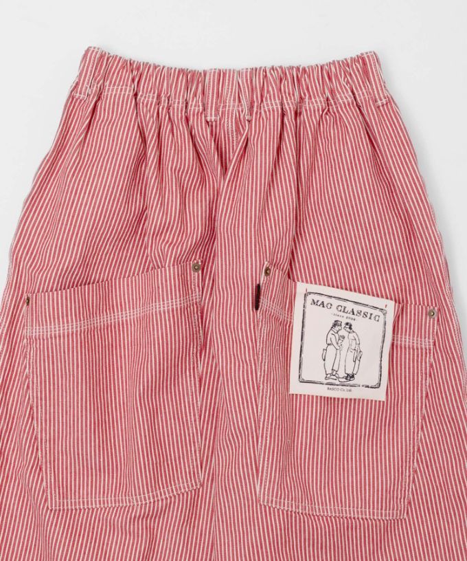 マオパンツ赤ヒッコリー　後ろビッグポケットパンツ