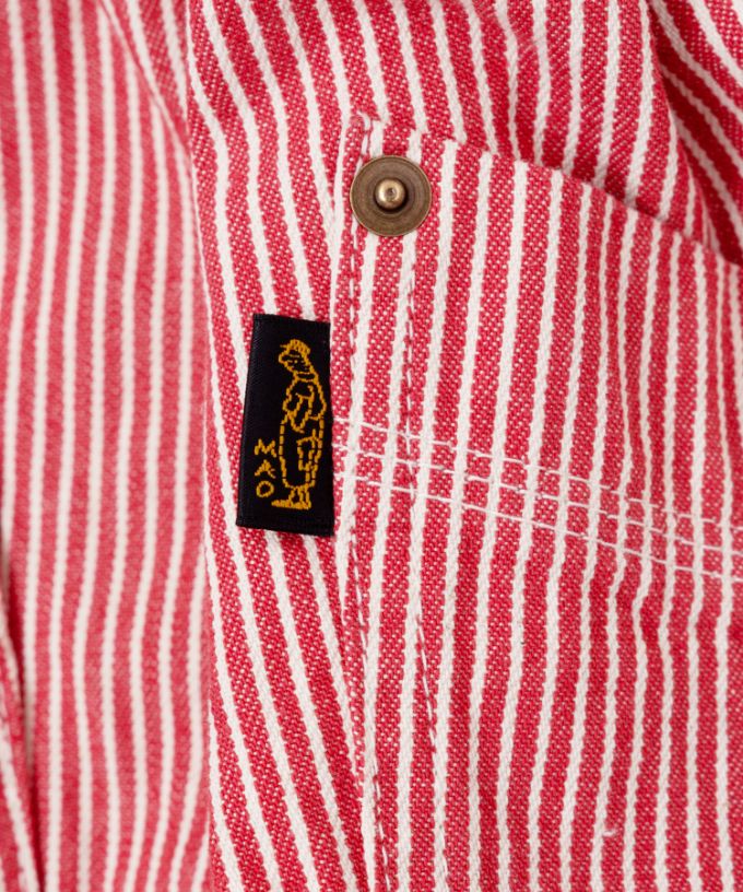 マオパンツ赤ヒッコリー　後ろビッグポケットパンツ