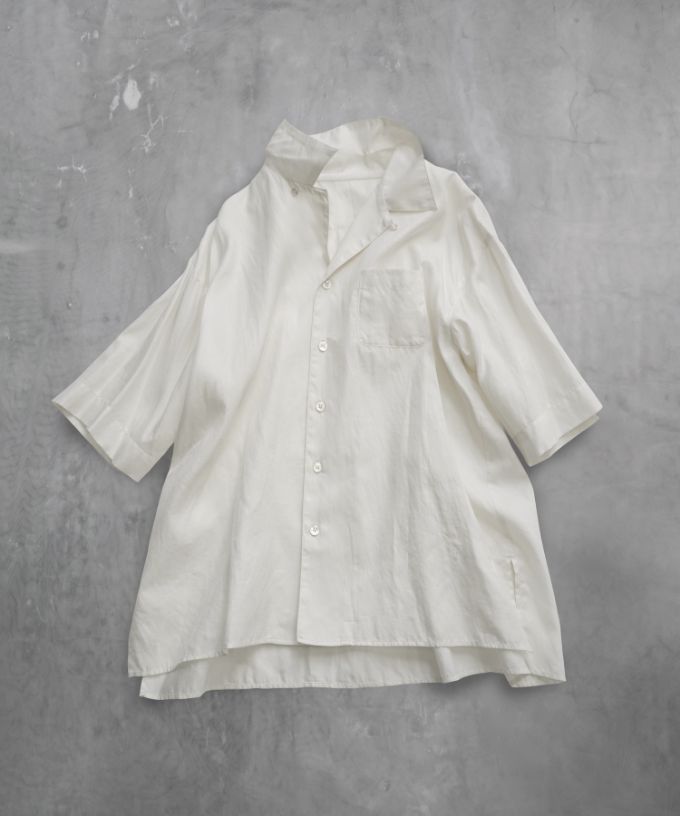 【SALE】オーウェン［haddow］コットンシルクのオープンカラーシャツ
