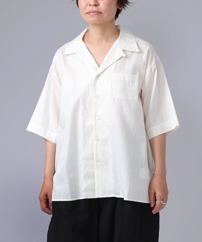 【SALE】オーウェン［haddow］コットンシルクのオープンカラーシャツ