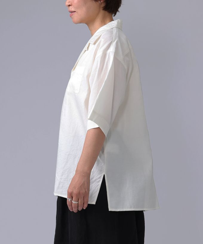 【SALE】オーウェン［haddow］コットンシルクのオープンカラーシャツ