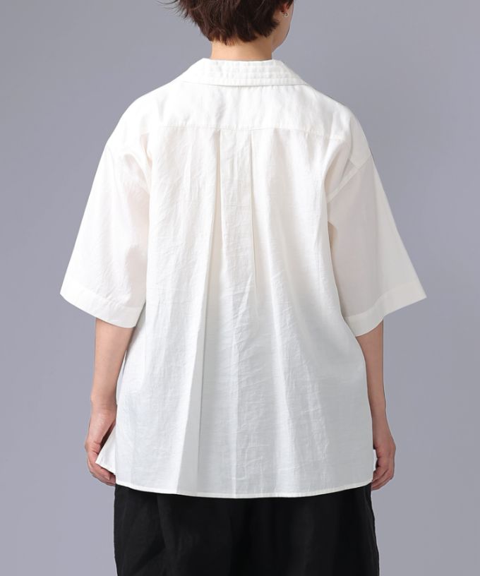 【SALE】オーウェン［haddow］コットンシルクのオープンカラーシャツ