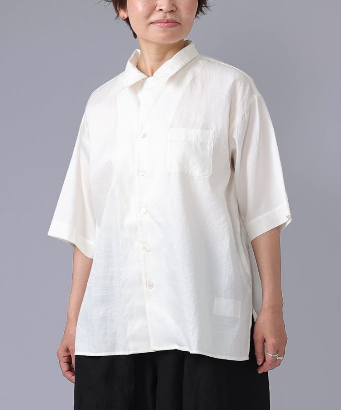 【SALE】オーウェン［haddow］コットンシルクのオープンカラーシャツ