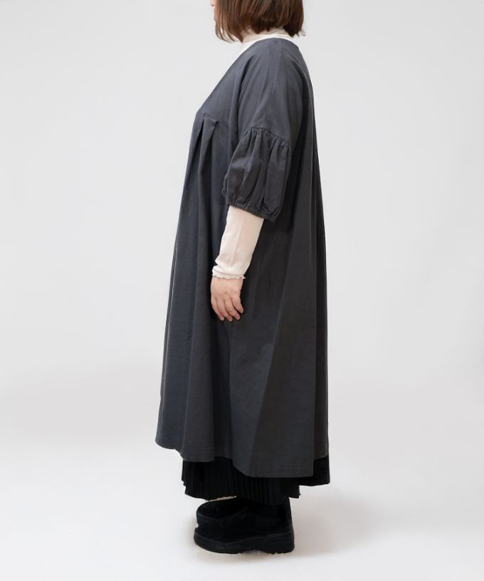 リリムドレス・4【プラスサイズ】コットンネル素材のバルーンスリーブドレス