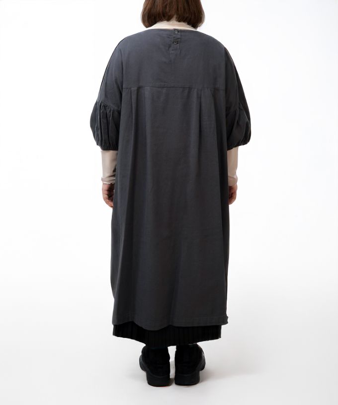 リリムドレス・4【プラスサイズ】コットンネル素材のバルーンスリーブドレス